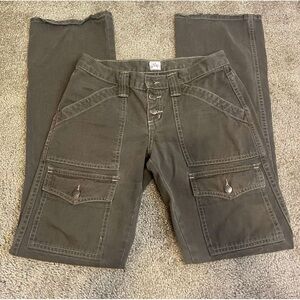 Y2K Joie Low Rise Cargo Olive Green Retro Flare Pants Bratz Womens Size 27